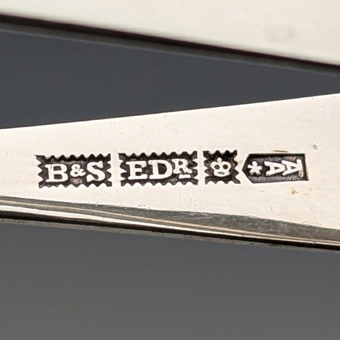 1911 年英國古董 6 純銀茶匙和糖鉗套裝,裝在 Case Walker&Hall 中